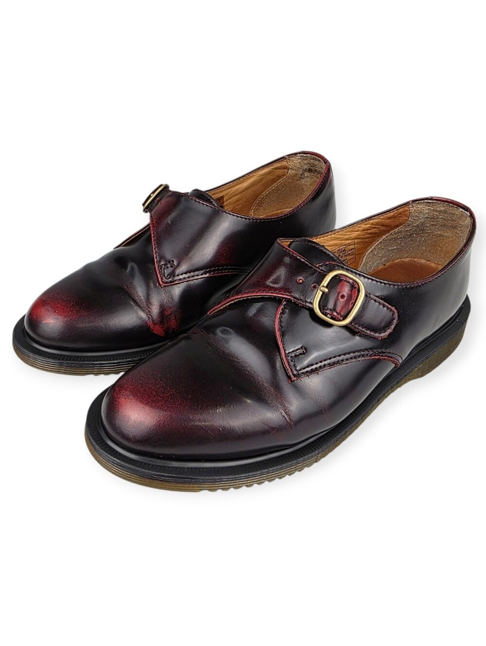 Dr. Martens Lorne Monk Strap Women's US 7 Burgundy Cherry Red Smooth Leather EUC